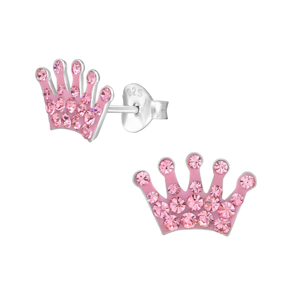 Krone Kinder Ohrringe mit Kristallen 925 Silber