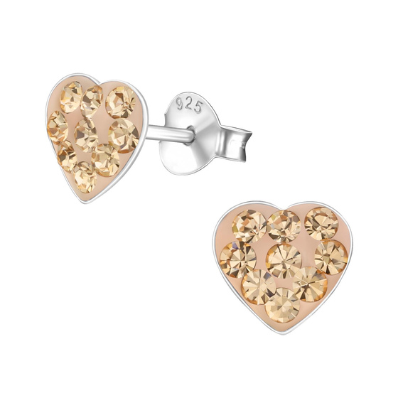 Herz Kinder Ohrringe mit Kristallen 925 Silber
