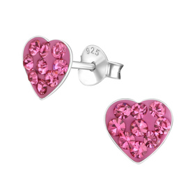Herz Kinder Ohrringe mit Kristallen 925 Silber