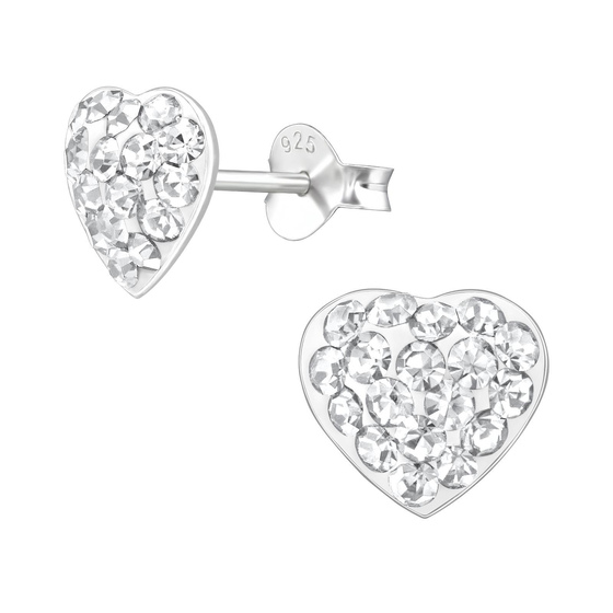 Herz Kinder Ohrringe mit Kristallen 925 Silber