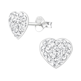 Herz Kinder Ohrringe mit Kristallen 925 Silber