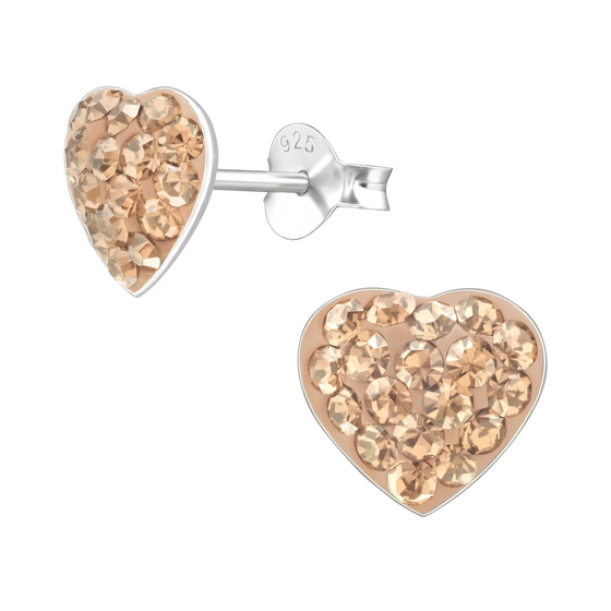 Herz Kinder Ohrringe mit Kristallen 925 Silber