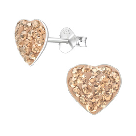 Herz Kinder Ohrringe mit Kristallen 925 Silber