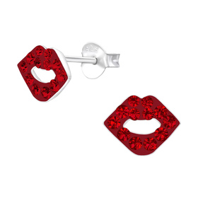 Mund Kinder Ohrringe mit Kristallen 925 Silber