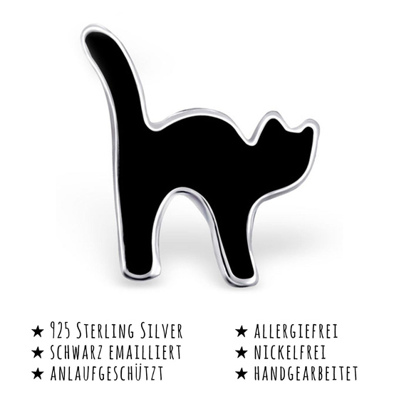 Das Bild mit Beschreibung zeigt Kinder Ohrringe Katze Ohrstecker aus 925 Sterling Silver echt Silber mit Katzenbuckel