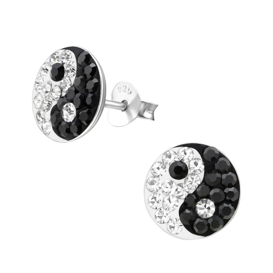 Yin Yang Kinder Ohrringe mit Kristallen 925 Silber