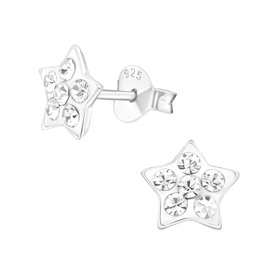 Stern Kinder Ohrringe mit Kristallen 925 Silber