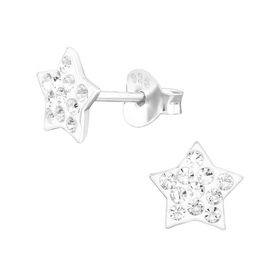 Stern Kinder Ohrringe mit Kristallen 925 Silber