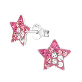 Stern Kinder Ohrringe mit Kristallen 925 Silber