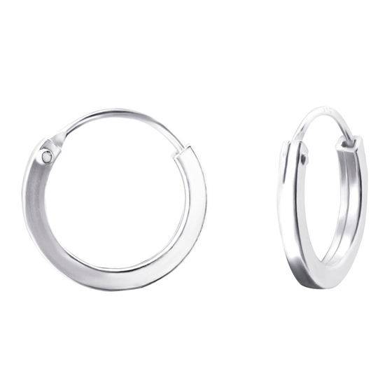 Auf dem Bild zu sehen sind Damen Ohrringe Creolen aus 925 Sterling Silver echt Silber mit Durchmesser 12mm