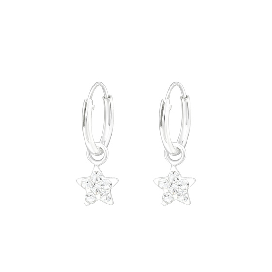 Stern Kinder Creolen Ohrringe 925 Silber