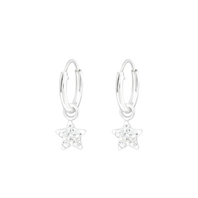 Stern Kinder Creolen Ohrringe 925 Silber