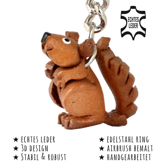 Das Bild mit Beschreibung zeigt ein niedliches Eichh�rnchen aus Leder