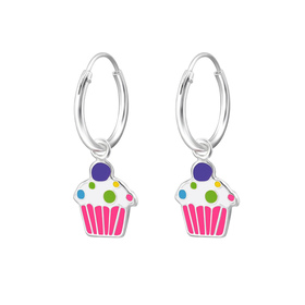Cupcake Kinder Creolen Ohrringe 925 Silber