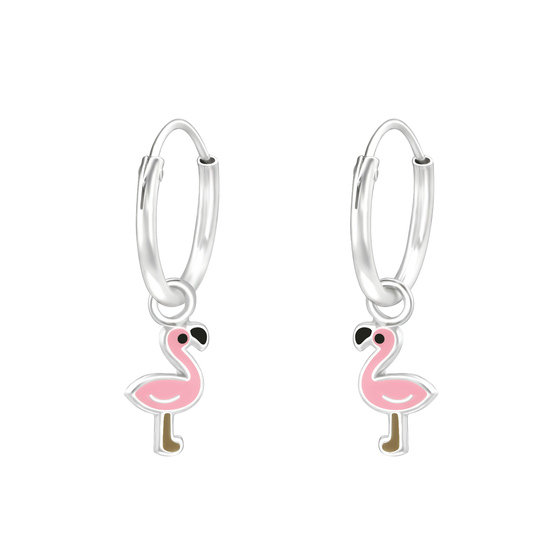 Flamingo Kinder Creolen Ohrringe 925 Silber