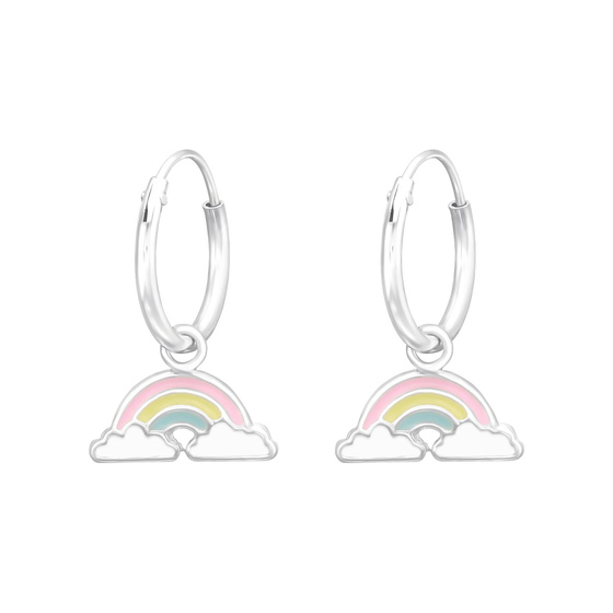 Regenbogen Kinder Creolen Ohrringe 925 Silber