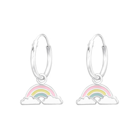 Regenbogen Kinder Creolen Ohrringe 925 Silber