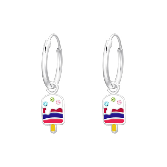 Eiscreme Kinder Creolen Ohrringe 925 Silber