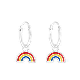 Regenbogen Kinder Creolen Ohrringe 925 Silber