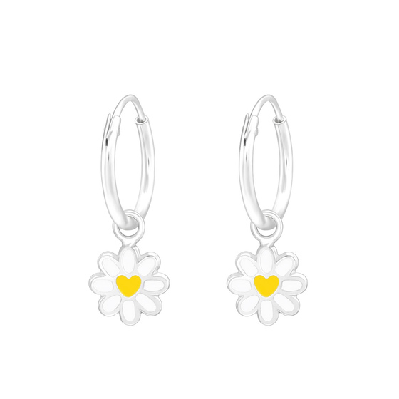 Blume Kinder Creolen Ohrringe 925 Silber