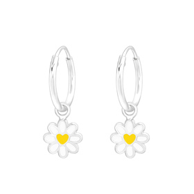 Blume Kinder Creolen Ohrringe 925 Silber