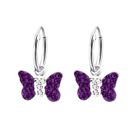 Schmetterling Kinder Creolen Ohrringe 925 Silber