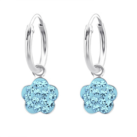 Blume Kinder Creolen Ohrringe 925 Silber