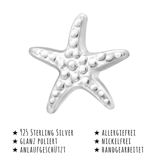 Das Bild mit Beschreibung zeigt Kinder Ohrringe Seestern Ohrstecker aus 925 Sterling Silver echt Silber