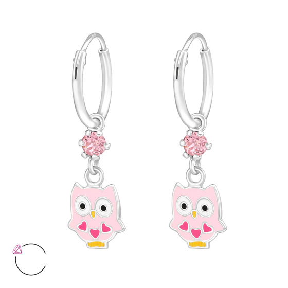 Eule Kinder Creolen Ohrringe 925 Silber