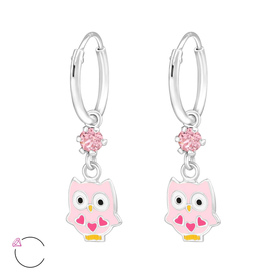 Eule Kinder Creolen Ohrringe 925 Silber