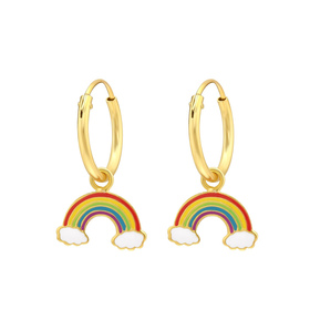 Regenbogen Kinder Creolen Ohrringe 925 Silber