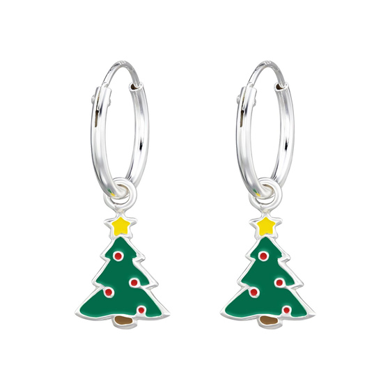 Weihnachtsbaum Kinder Creolen Ohrringe 925 Silber