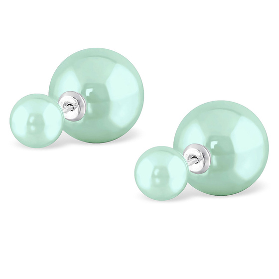 Auf dem Bild zu sehen sind Kinder Ohrringe Doppel Ohrstecker aus 925 Sterling Silver echt Silber mit Synthetischer Perle Glnzend