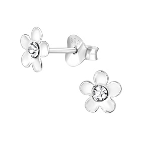 Blume Kinder Ohrringe mit Kristallen 925 Silber