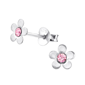 Blume Kinder Ohrringe mit Kristallen 925 Silber