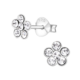 Blume Kinder Ohrringe mit Kristallen 925 Silber