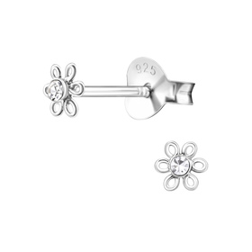 Blume Kinder Ohrringe mit Kristallen 925 Silber