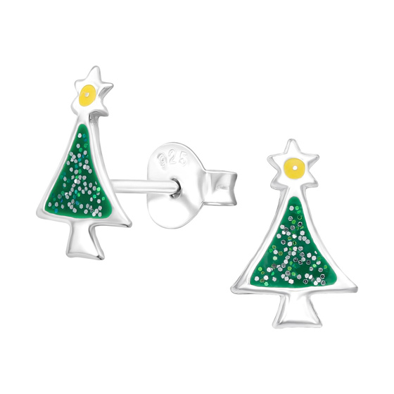 Weihnachtsbaum Kinder Ohrringe 925 Silber
