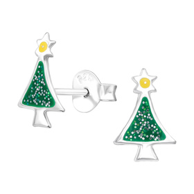 Weihnachtsbaum Kinder Ohrringe 925 Silber