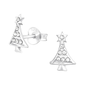 Weihnachtsbaum Kinder Ohrringe mit Kristallen 925 Silber