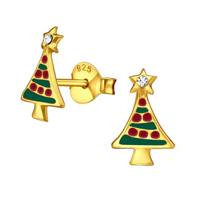 Weihnachtsbaum Kinder Ohrringe 925 Silber