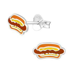 Hotdog Kinder Ohrringe 925 Silber