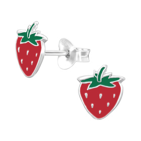 Erdbeere Kinder Ohrringe 925 Silber