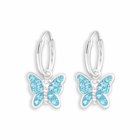 Kinder Creolen Schmetterling mit Kristall | Echtes 925...