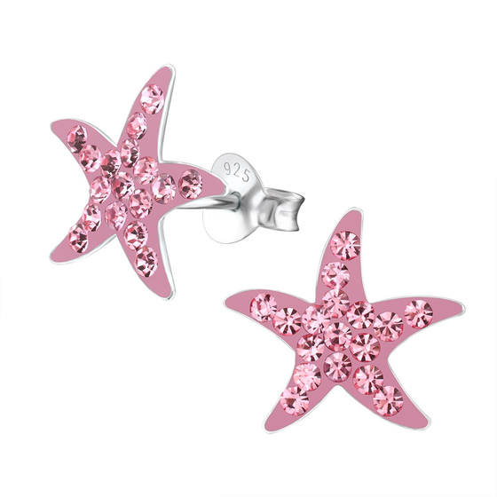 Seestern Kinder Ohrringe mit Kristallen 925 Silber