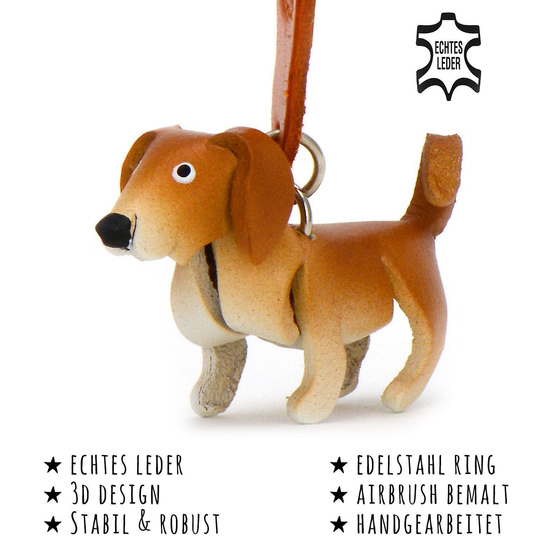 Das Bild mit Beschreibung zeigt ein Labrador Retriever Hund aus Leder