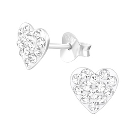Herz Kinder Ohrringe mit Kristallen 925 Silber