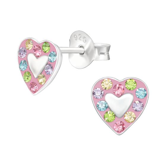Herz Kinder Ohrringe mit Kristallen 925 Silber