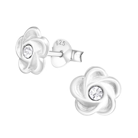 Blume Kinder Ohrringe mit Kristallen 925 Silber