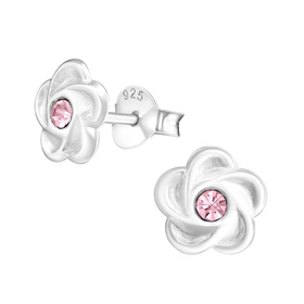 Blume Kinder Ohrringe mit Kristallen 925 Silber